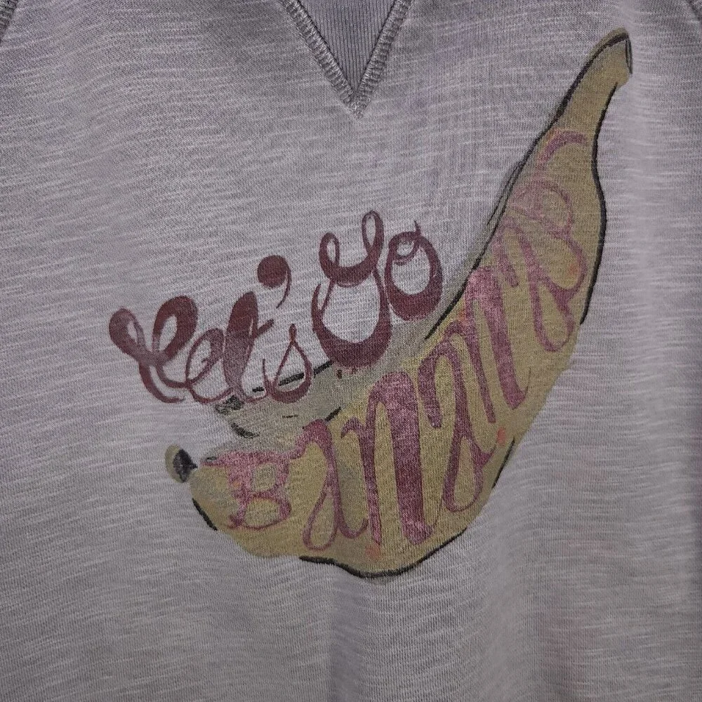 Anthropologie Saturday Sunday Sweatshirt Womens Large Go Bananas Distress Gray_3